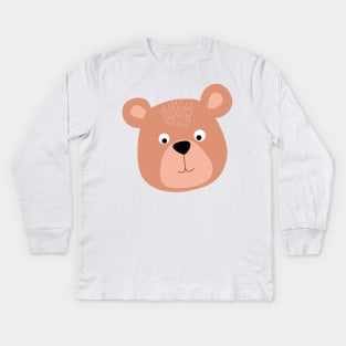 Bear cute face Kids Long Sleeve T-Shirt